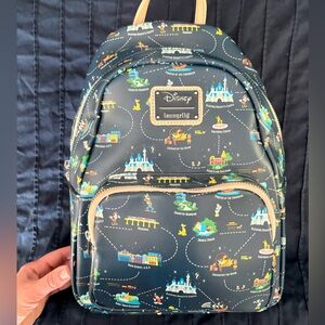 Loungefly Disney Exclusive 65th Anniversary Disneyland Blue Map Mini Backpack